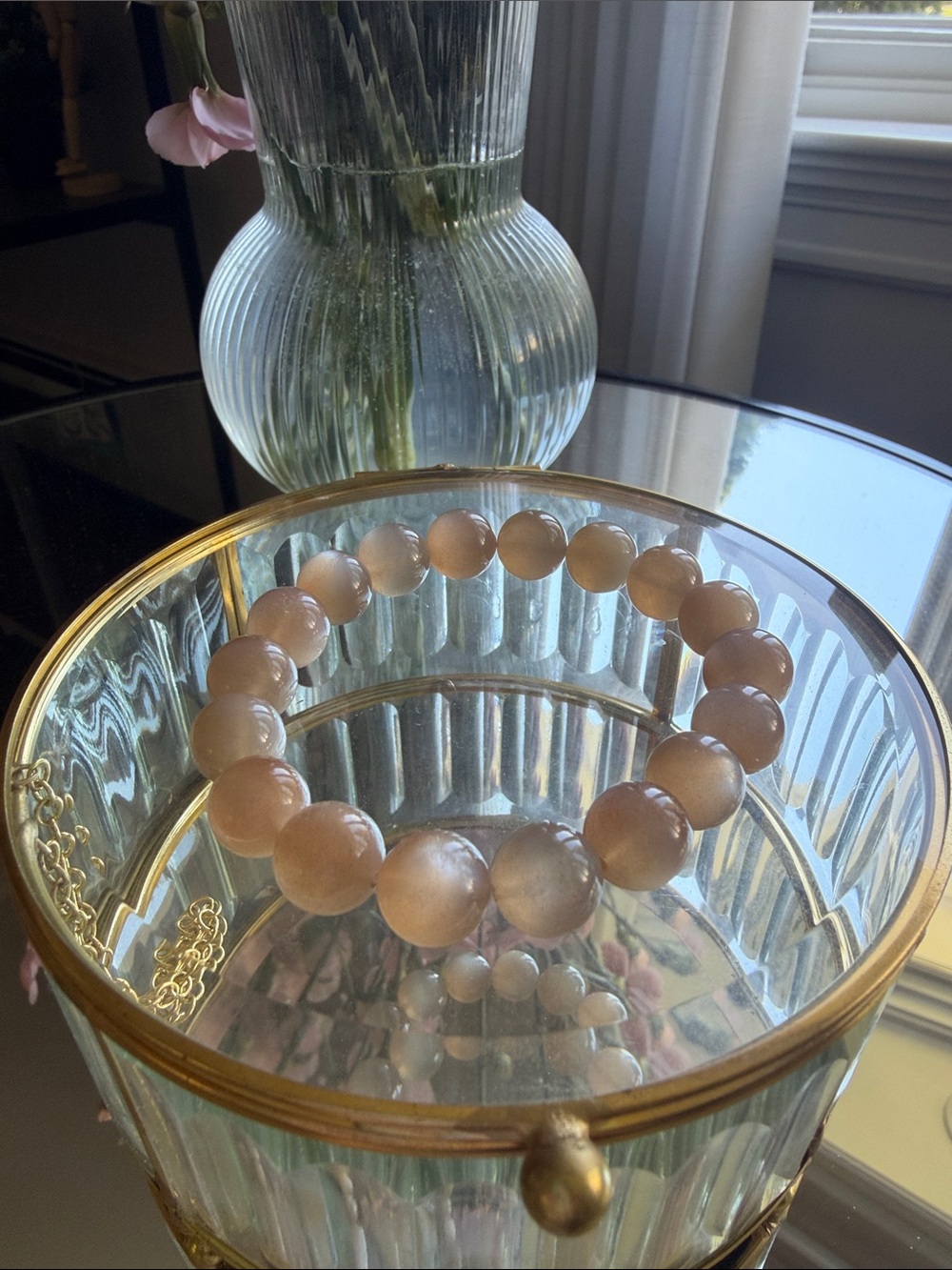 Moon stone QuartzBeaded Stretch Bracelet - Soft Pink Gemstones